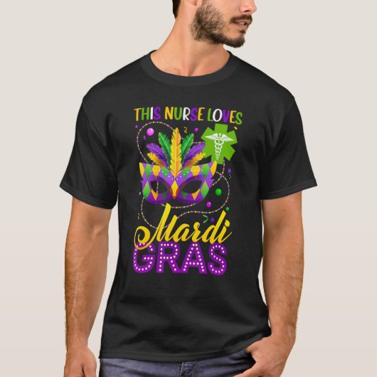 T-shirt Amusant Cette Infirmière Aime Mardi Gras Nursing S (Devant)