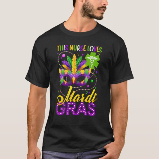 T-shirt Amusant Cette Infirmière Aime Mardi Gras Nursing S (Devant)