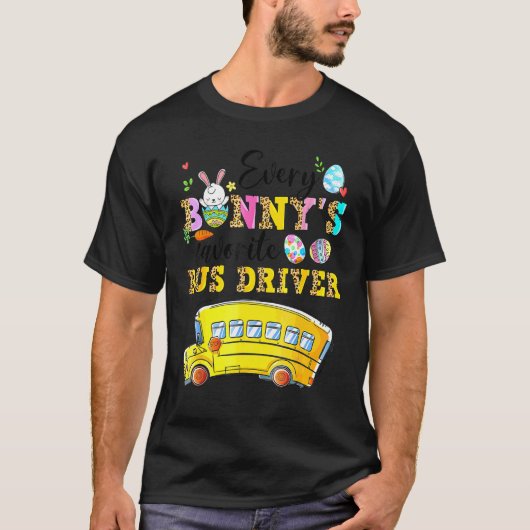 T-shirt Amusant Chaque Bunny's Favorite Bus Driver Happy E (Devant)