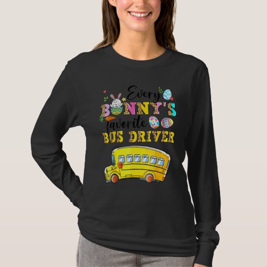 T-shirt Amusant Chaque Bunny's Favorite Bus Driver Happy E (Devant)
