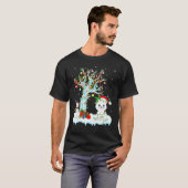T-shirt Amusant Chat Xmas Arbre Éclairage Santa Hat Chat C (Devant entier)