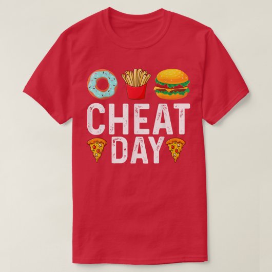 T-shirt Amusant Cheat Day Outfit, beignets, Fries, Pizza & (Design devant)