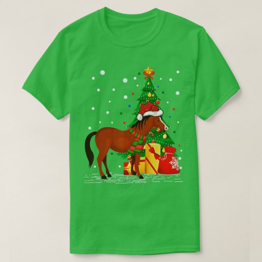 T-shirt Amusant Cheval Cadeau Santa Hat Cheval Noël T (Design devant)