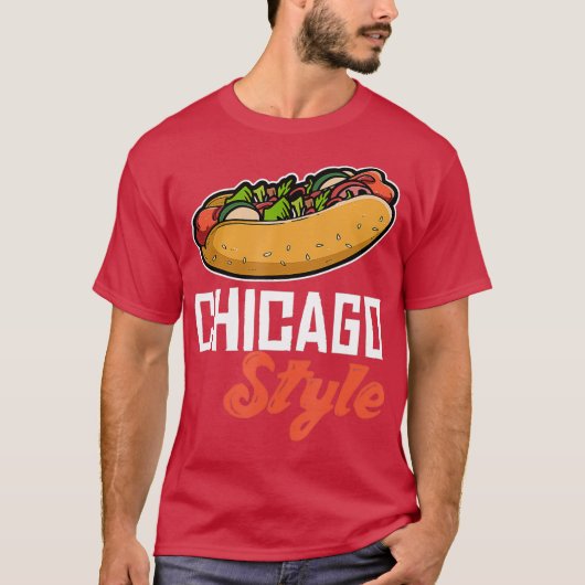 T-shirt Amusant Chicago Style Hot Chien Conception cadeau (Devant)