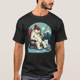 T-shirt Amusant Chill Polar Ours Bière Pêche Tee