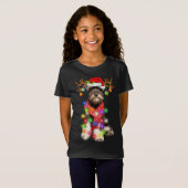 T-Shirt Amusant chiot Schnauzer lumières de Noël Pajam (Devant entier)
