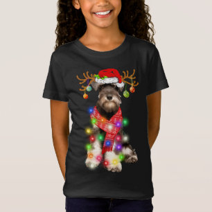 T-Shirt Amusant chiot Schnauzer lumières de Noël Pajam