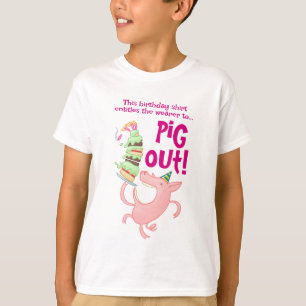T-shirt Amusant Cochon Anniversaire Gâteau Permission De F
