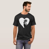 T-shirt Amusant Coeur blanc Noir Coq poulet Unisex (Devant entier)