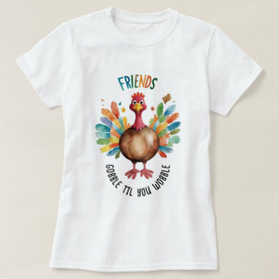 T-shirt Amusant Coloré Friendsgiving Dinde Aquarelle