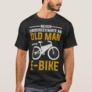 T-shirt Amusant Conception De Vélo Électrique Vieux Homme