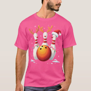T-shirt Amusant de bowling de Noël Santa Hat Xmas Lumière