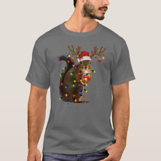 T-shirt Amusant écureuil de Noël Rein lumières de Noël fri