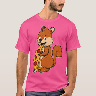 T-shirt Amusant Écureuil Manger Pizza I Chasseur de Chien
