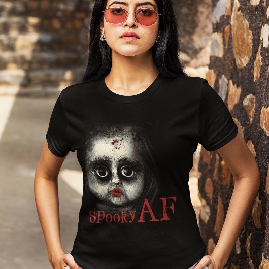 T-shirt Amusant Éffrayant AF Déplaisant Goth Doll Face Hal