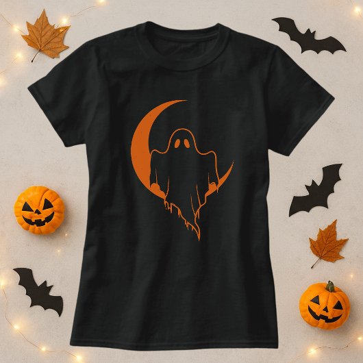 T-shirt Amusant Fantôme Lune Halloween