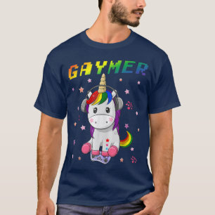 T-shirt Amusant Gaymer Gaming Unicorn Gamer LGBT Gay Pr