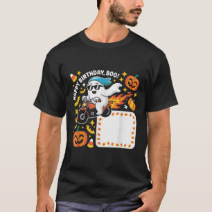 T-shirt Amusant Ghost Biker Design Halloween Avec Flames E
