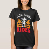 T-shirt Amusant Halloween Free Broom Rides sorcier Citroui (Devant)