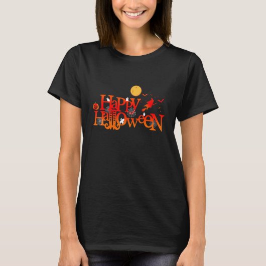 T-shirt Amusant Halloween Nuit Trick Ou Traiter Sorcière R (Devant)