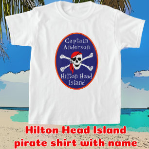 T-shirt Amusant Hilton Head Island Pirate avec nom Enfant