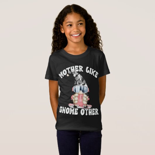 T-Shirt Amusant hiver Gnome Snowboard Maman (Devant entier)