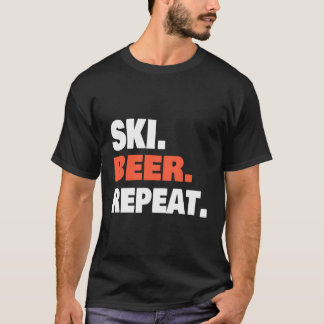 T-shirt Amusant humoristique Cool Ski Ski Ski Skier Beer L