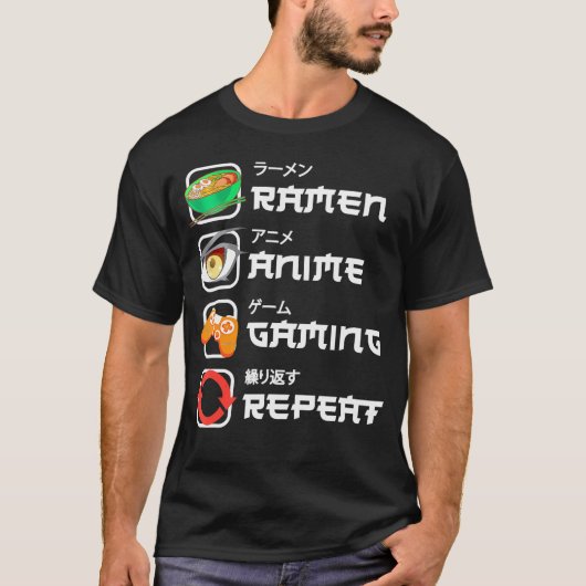 T-shirt Amusant Japonais Manga Anime Jeu Anime Ramen Jeu (Devant)