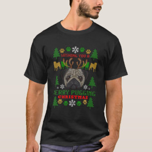 T-shirt Amusant Joyeux Carlin de Pugging laide de Noël moc