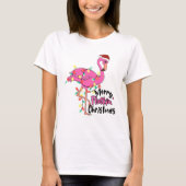 T-shirt Amusant Joyeux Flamant rose de Noël Flockin (Devant)