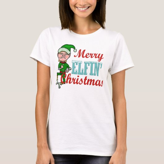 T-shirt Amusant Joyeux jeu Elfin jeu de Noël (Devant)