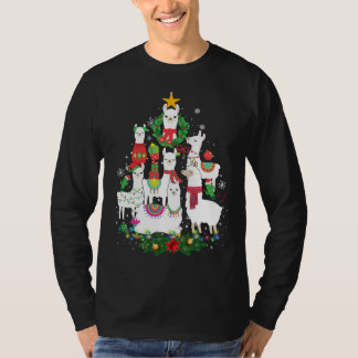 T-shirt Amusant Llama sapin de Noël Alpaca lumières de Noë