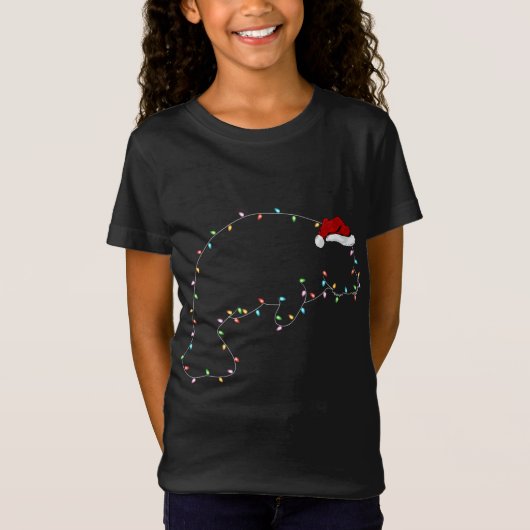 T-Shirt Amusant Manatee Xmas Éclairage Santa Hat Manatee C (Devant)