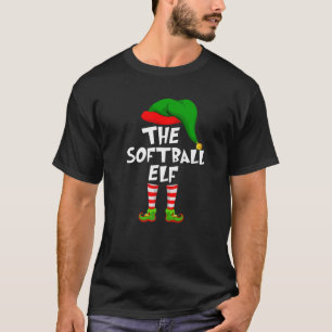 T-shirt Amusant Matching Famille Noël Le elfe de softball