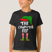 T-shirt Amusant Matching Famille Noël L'Ordinateur Elfe (Devant)