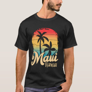 T-shirt Amusant Maui Palm Tree Hawaii Retro Surfing Hawaii