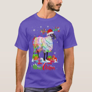 T-shirt Amusant Mouton Animal Joyeux Noël Fête Famille Ma