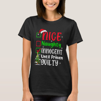 T-shirt Amusant Nice Naughty Innocent Noël Adultes