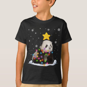 T-shirt Amusant Noël Panda Ours Animaux Ours Arbre de Noël