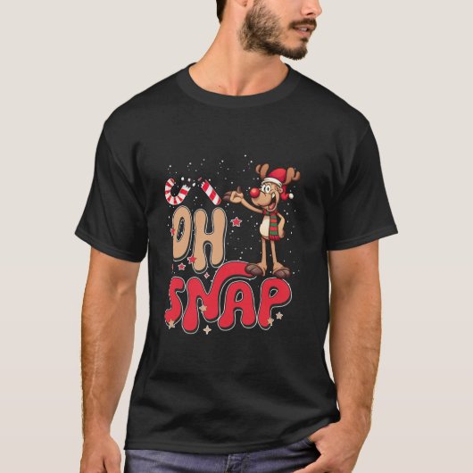 T-shirt Amusant Oh Snap Reindeer Sucre de canne de Noël Am (Devant)