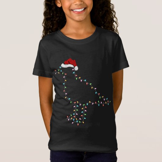 T-Shirt Amusant Oiseau de mer Noël Éclairage Santa Chapeau (Devant)