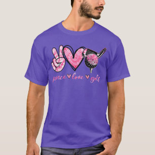 T-shirt Amusant Paix Amour Joueur de Golf Amateurs de Spor
