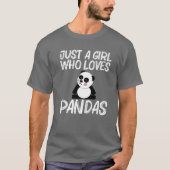 T-shirt Amusant Panda Design Pour Filles Maman Noir Blanc (Devant)