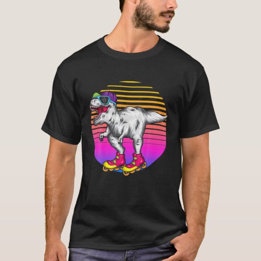 T-shirt Amusant Patinage T Rex Dinosaur Roller Patinage (Devant)
