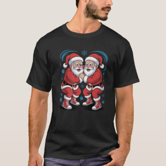 T-shirt Amusant Père Noël Lutte Lover Wrestler Noël Noël