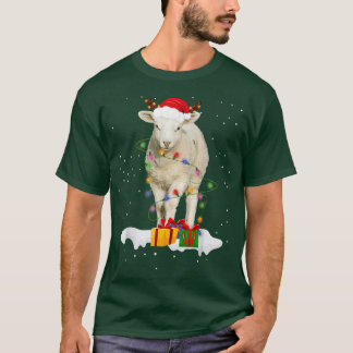 T-shirt Amusant Père Noël Sheep Animaux de Noël Lumières L