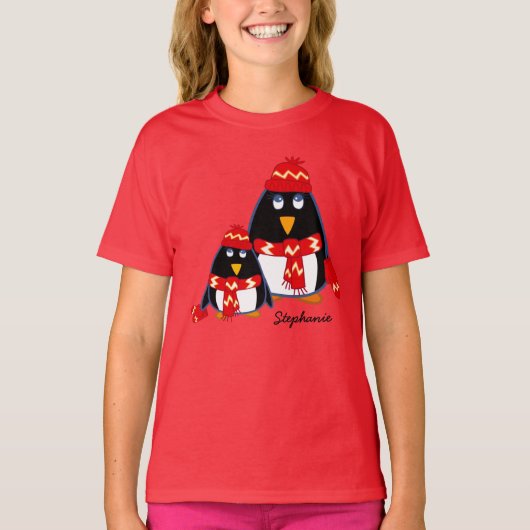 T-shirt Amusant Petit Penguins Enfants (Devant)