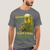 T-shirt Amusant pois gras Budgie vert perruque jaune (Devant)