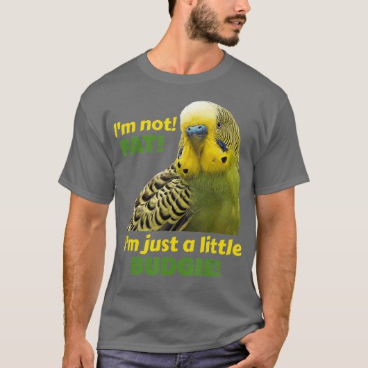 T-shirt Amusant pois gras Budgie vert perruque jaune (Devant)