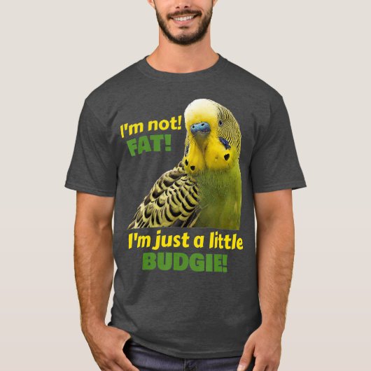 T-shirt Amusant pois gras Budgie vert perruque jaune (Devant)